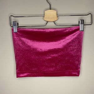 Pink glitter velvet tube top